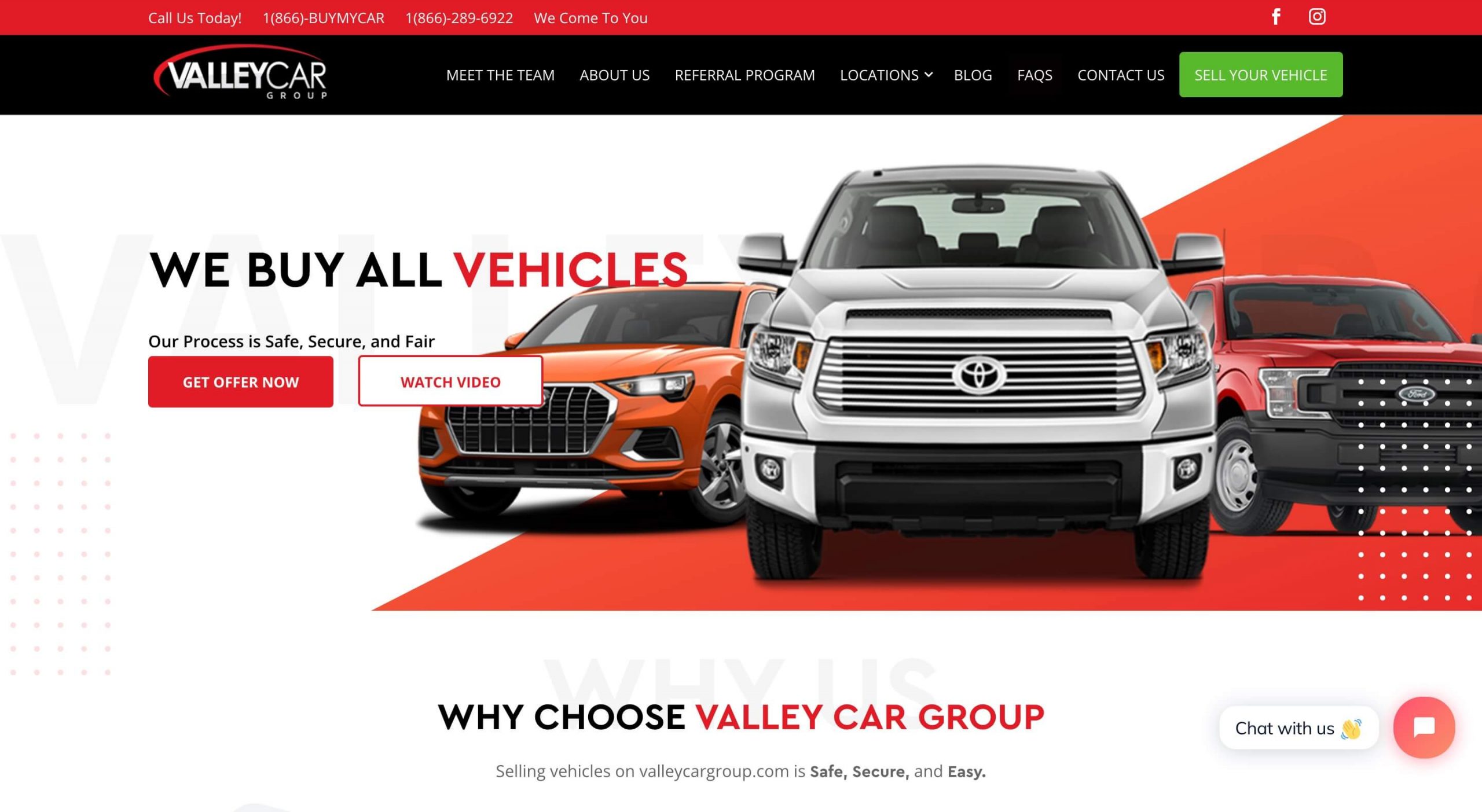 A website for an automotive sales group in Santa Ana, CA
